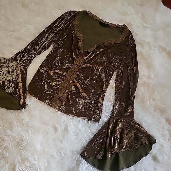 *SOLD* Guess Collection Y2K Fairycore Whimsygoth Romantic Cardigan Blouse Top M - Picture 3 of 15